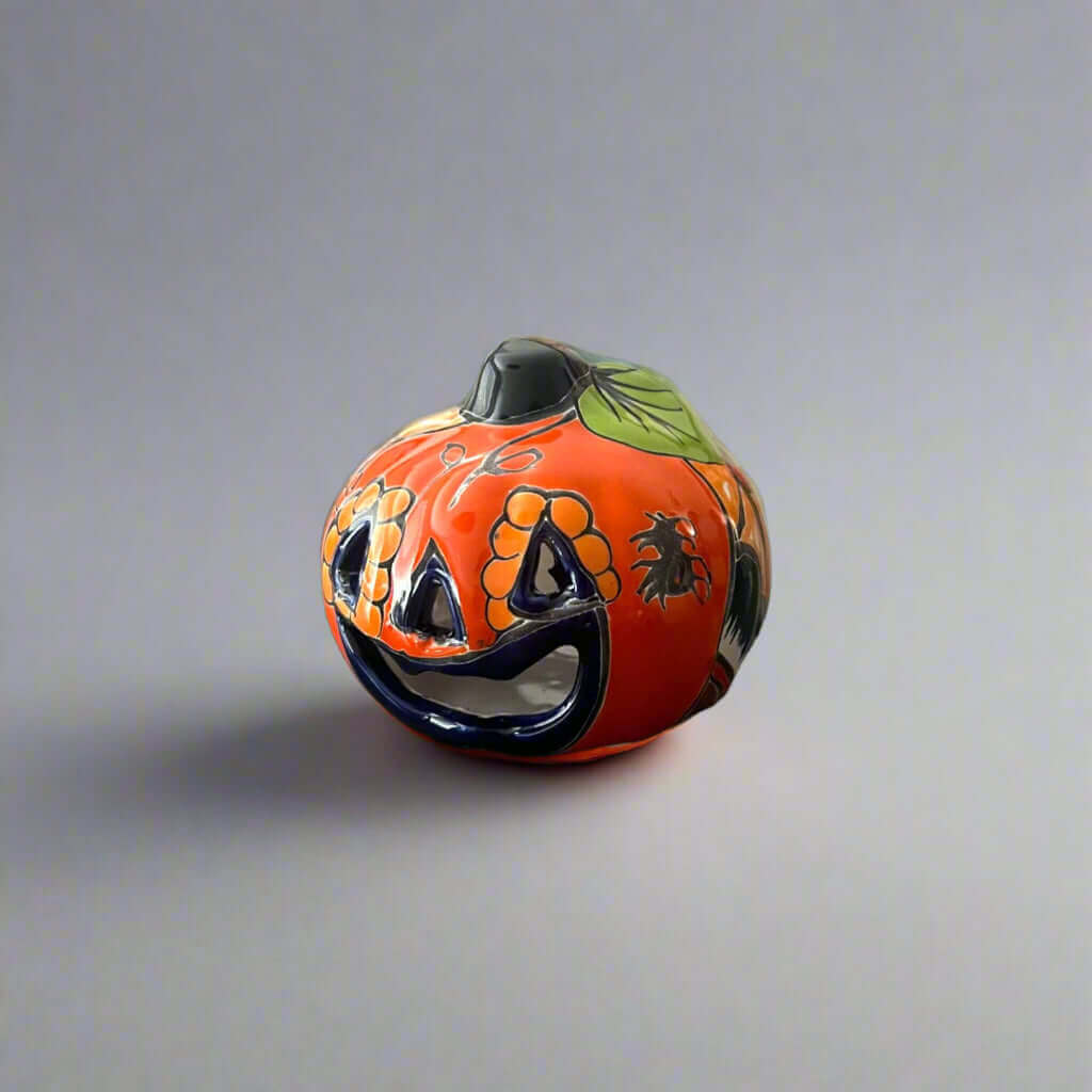 Mini Talavera Pumpkin | Handcrafted Mexican Jack - O' - Lantern Talavera Statue La Vie Bien Mini Talavera Pumpkin | Handcrafted Mexican Jack - O' - Lantern