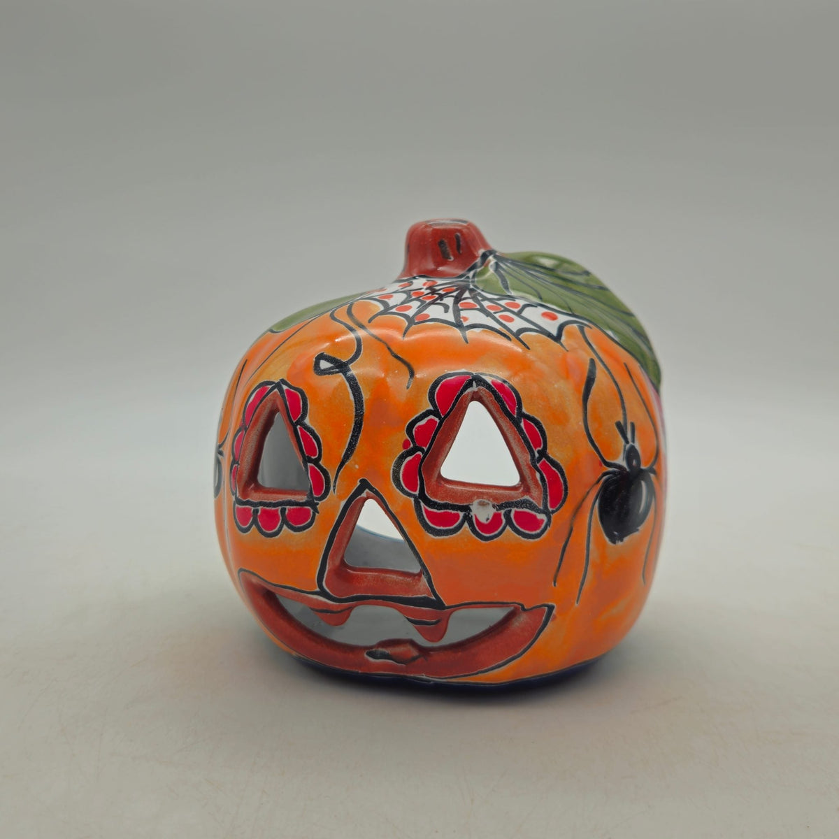Mini Talavera Pumpkin | Handcrafted Mexican Jack-O'-Lantern