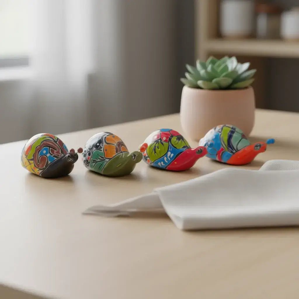 Mini Talavera Snail Figurine | Hand - Painted Mexican Ceramic Talavera Figurine La Vie Bien Mini Talavera Snail Figurine | Hand - Painted Mexican Ceramic