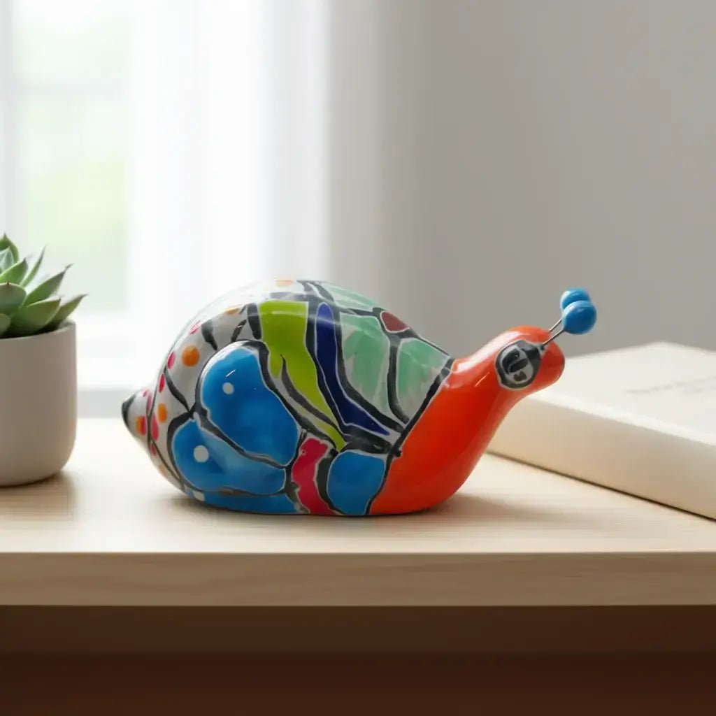 Mini Talavera Snail Figurine | Hand - Painted Mexican Ceramic Talavera Figurine La Vie Bien Mini Talavera Snail Figurine | Hand - Painted Mexican Ceramic