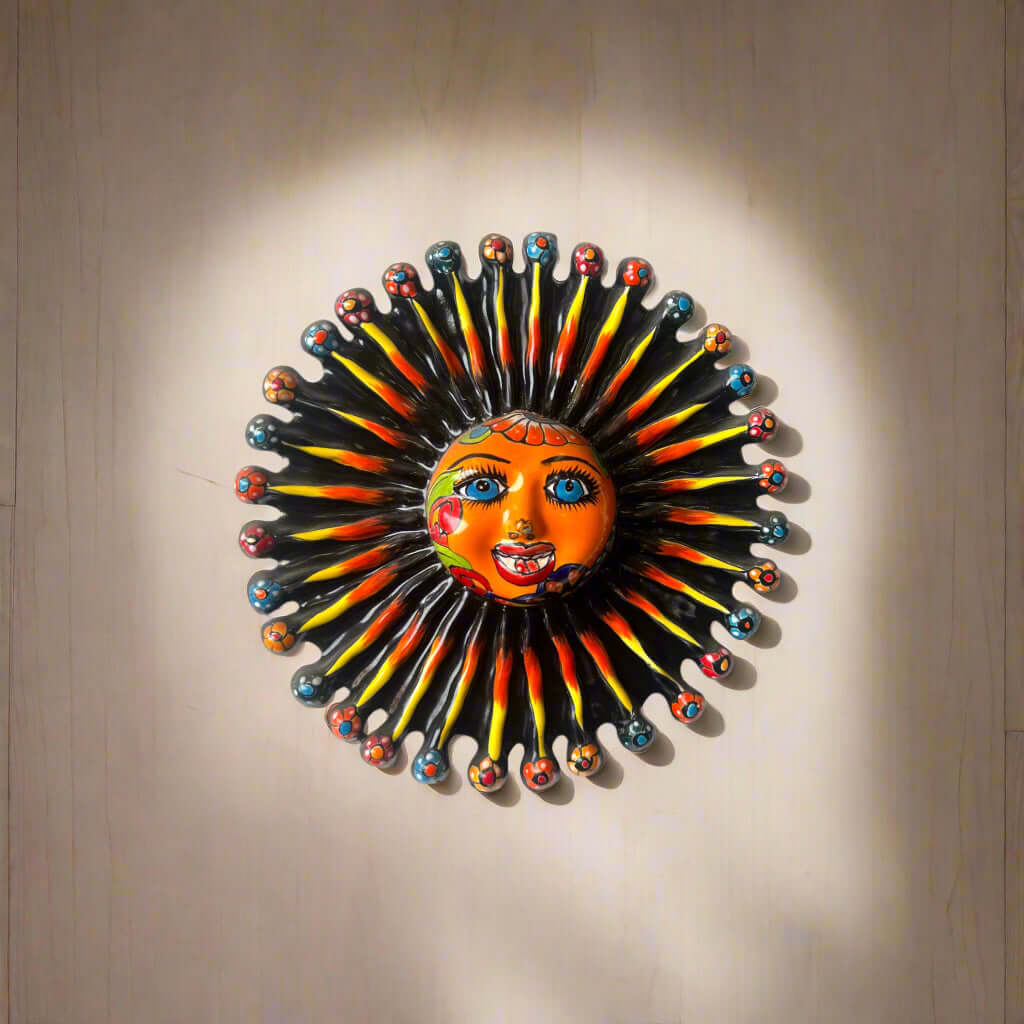 Mini Talavera Sun Wall Art | Handcrafted Mexican Decor Talavera Wall Art La Vie Bien Mini Talavera Sun Wall Art | Handcrafted Mexican Decor