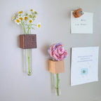 Mini Vase Magnets – Set of 2 – Beech & Walnut Wood – Decorative Fridge Magnets for Small Flowers or Greenery by Kitsville