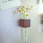 Mini Vase Magnets – Set of 2 – Beech & Walnut Wood – Decorative Fridge Magnets for Small Flowers or Greenery by Kitsville