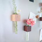 Mini Vase Magnets – Set of 2 – Beech & Walnut Wood – Decorative Fridge Magnets for Small Flowers or Greenery by Kitsville