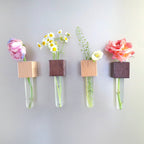 Mini Vase Magnets – Set of 2 – Beech & Walnut Wood – Decorative Fridge Magnets for Small Flowers or Greenery by Kitsville