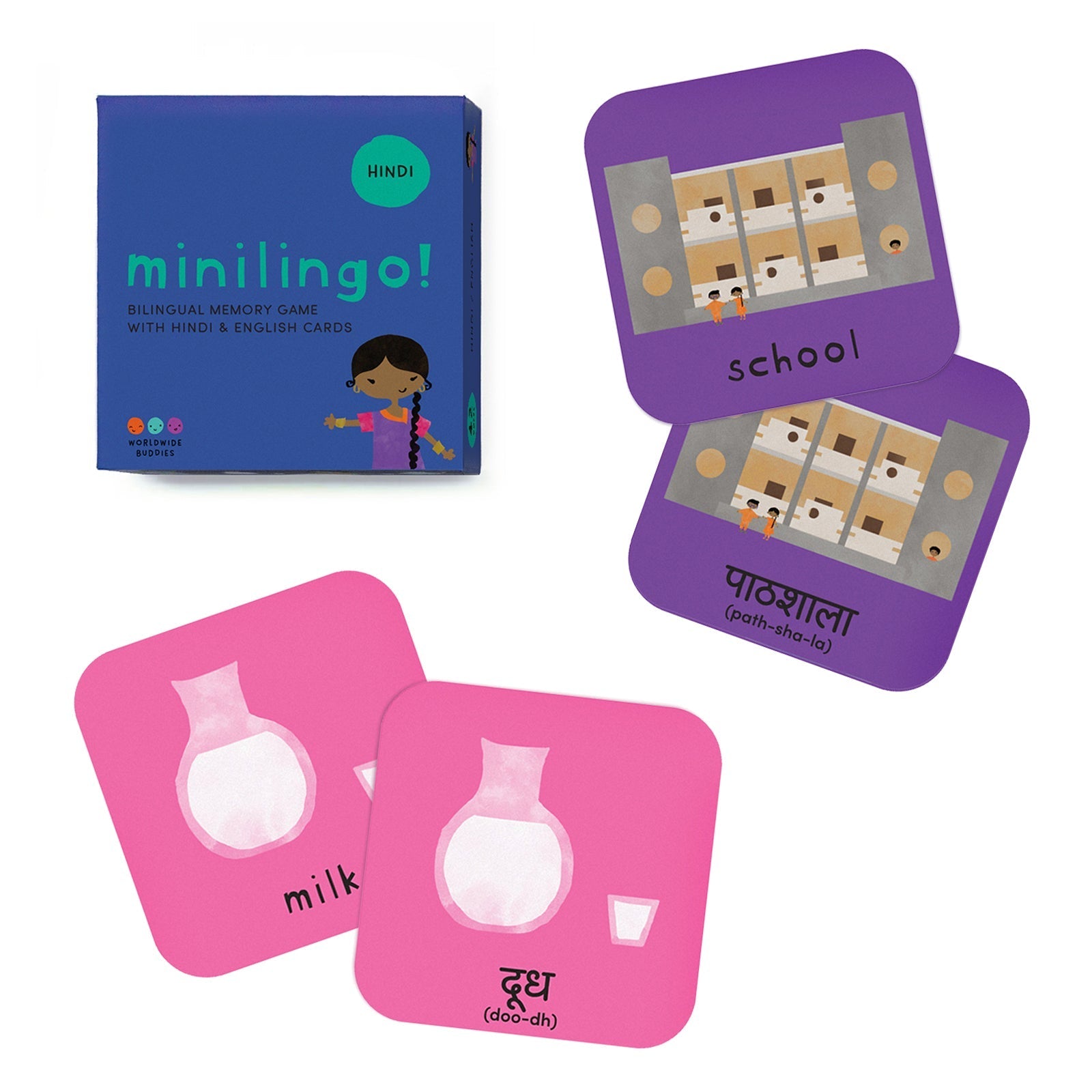 Minilingo, Hindi/English Flashcards La Vie Bien Minilingo, Hindi/English Flashcards