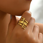 Minimalist Bow Design Statement Ring (MAC411) La Vie Bien Minimalist Bow Design Statement Ring (MAC411)