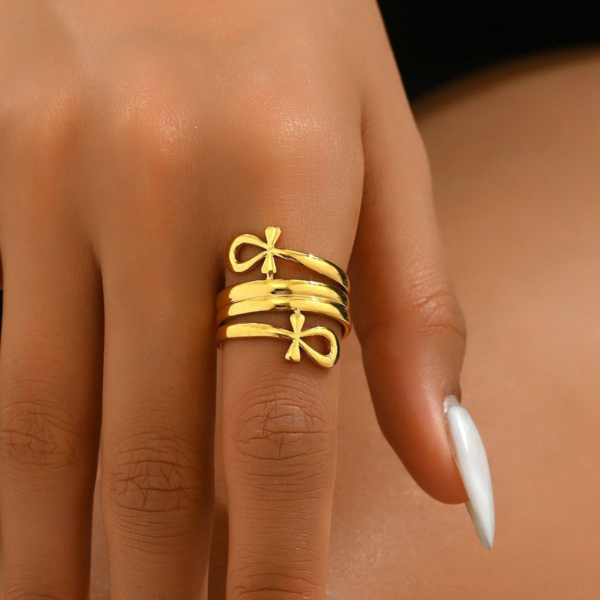 Minimalist Bow Design Statement Ring (MAC411) La Vie Bien Minimalist Bow Design Statement Ring (MAC411)