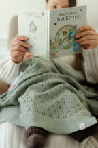 Mint Pointelle Knit Blanket by Little Mae & Co