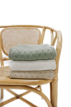 Mint Pointelle Knit Blanket by Little Mae & Co