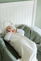 Mint Pointelle Knit Blanket by Little Mae & Co