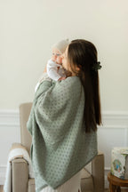 Mint Pointelle Knit Blanket by Little Mae & Co