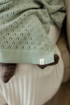 Mint Pointelle Knit Blanket by Little Mae & Co