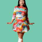 Mint & Strawberry Meadow Print 3/4 Sleeve Tee Allover print tee La Vie Bien Mint & Strawberry Meadow Print 3/4 Sleeve Tee