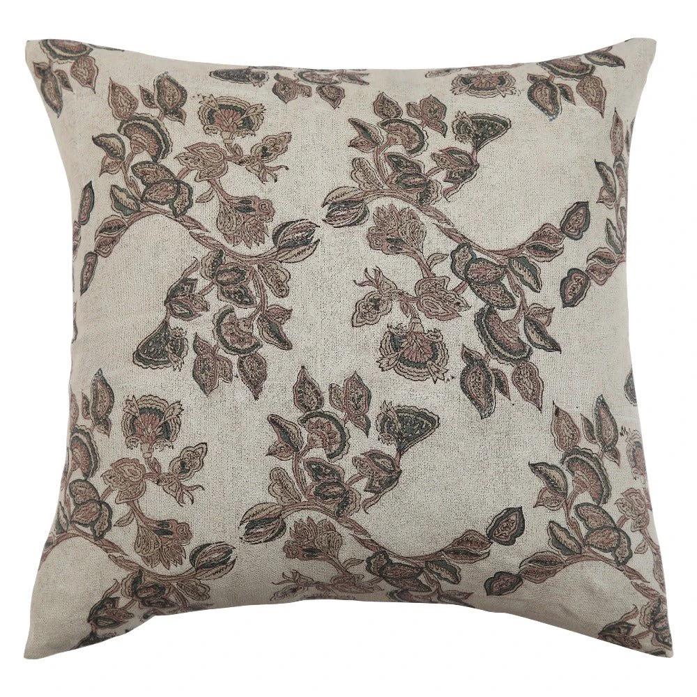 Mira Linen Floral Throw Pillow Cover, Orchid by White Cliff Studio
