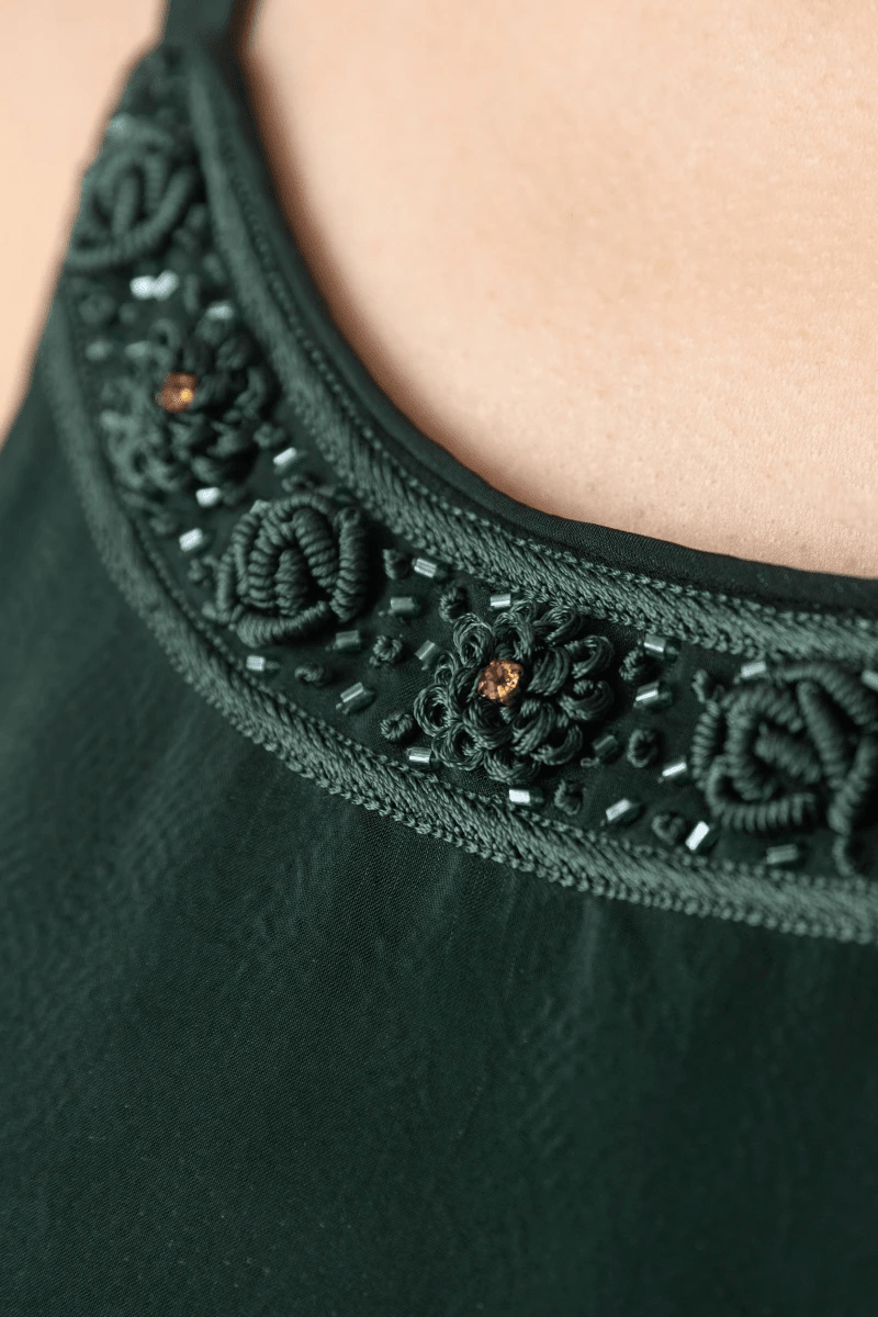 Mirena Green A-Line Long Dress by Raas