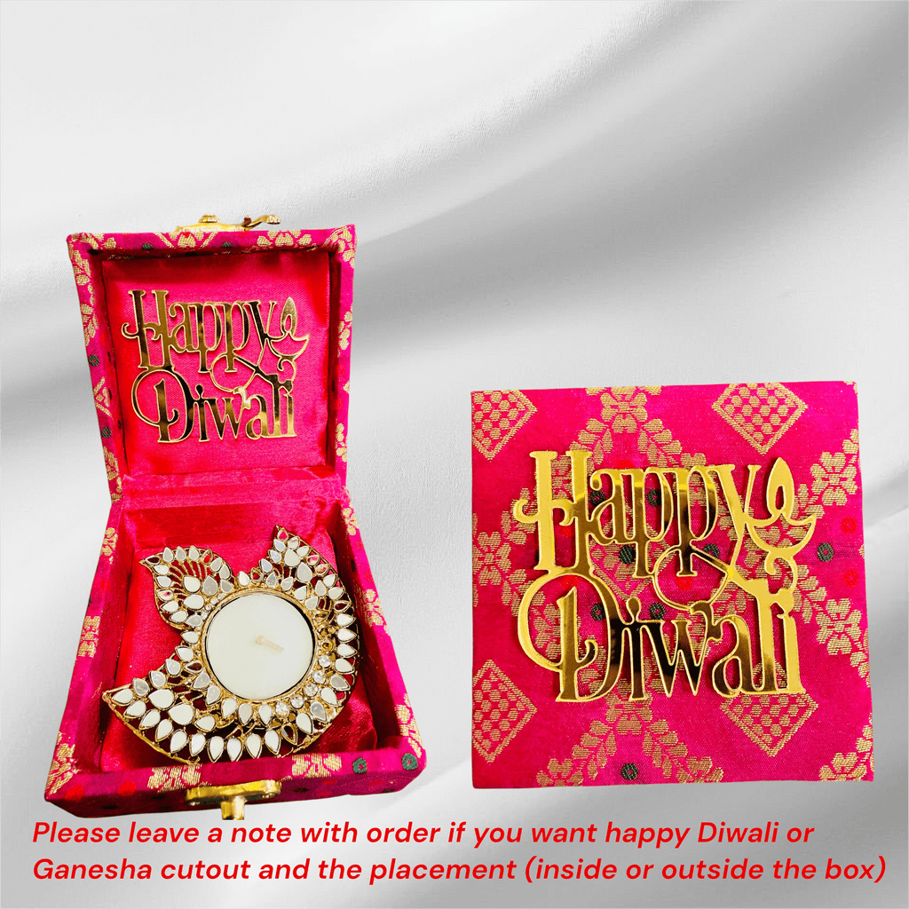 Mirror Diya with Box & Ganesha/Happy Diwali Cut Out La Vie Bien Mirror Diya with Box & Ganesha/Happy Diwali Cut Out