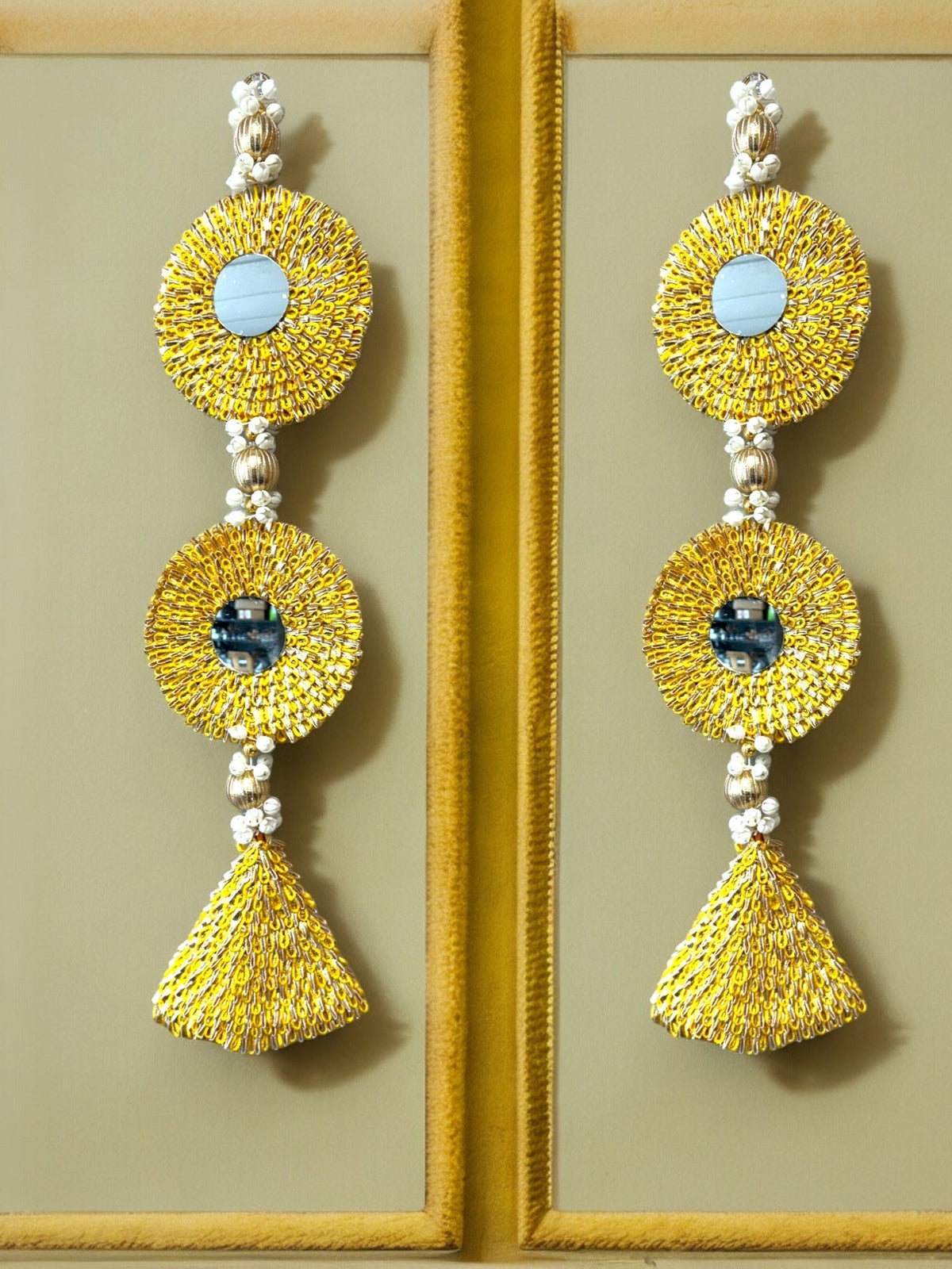Mirror, Flowers & Bell Lari, Set of 2 Festive Decor La Vie Bien Mirror, Flowers & Bell Lari, Set of 2