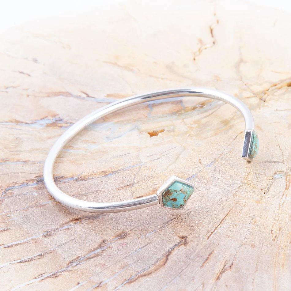 Mirror Image Blue Turquoise and Sterling Silver Cuff Bracelet by Barse Jewelry