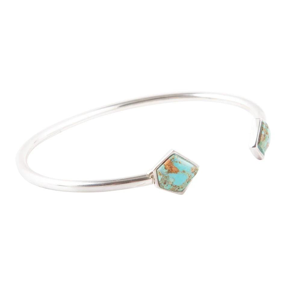 Mirror Image Blue Turquoise and Sterling Silver Cuff Bracelet by Barse Jewelry