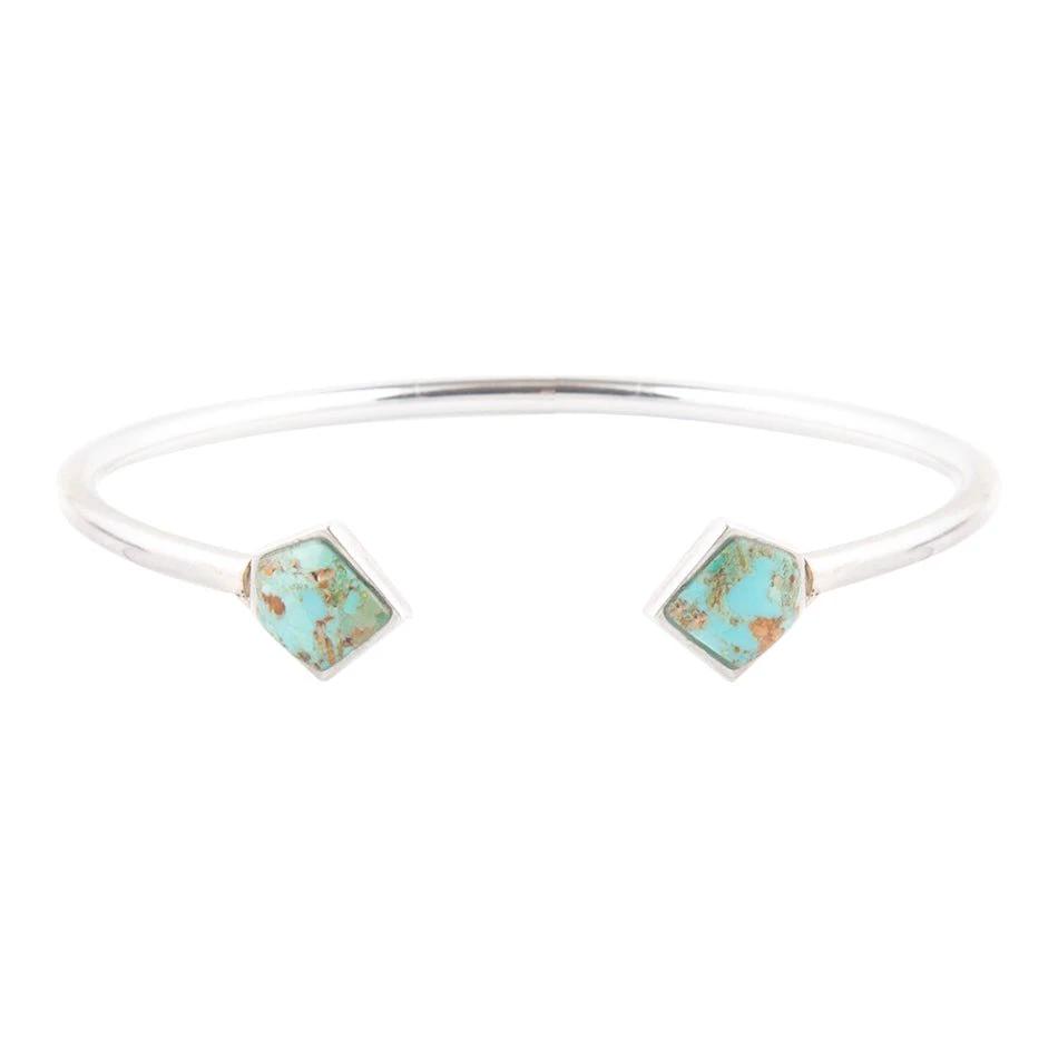 Mirror Image Blue Turquoise and Sterling Silver Cuff Bracelet by Barse Jewelry