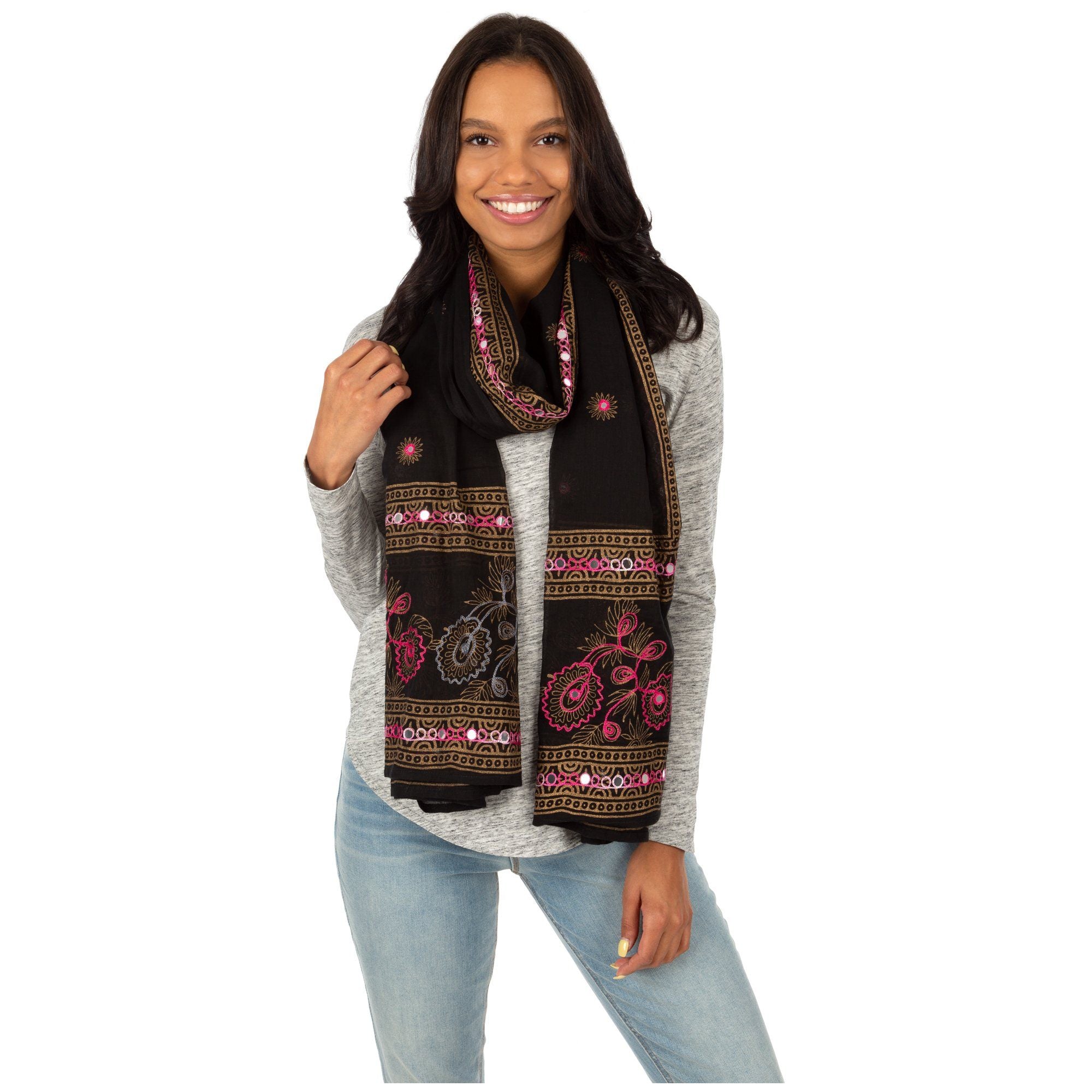Mirrored Garden Indian Wrap Scarf Scarves & Bandanas La Vie Bien Mirrored Garden Indian Wrap Scarf