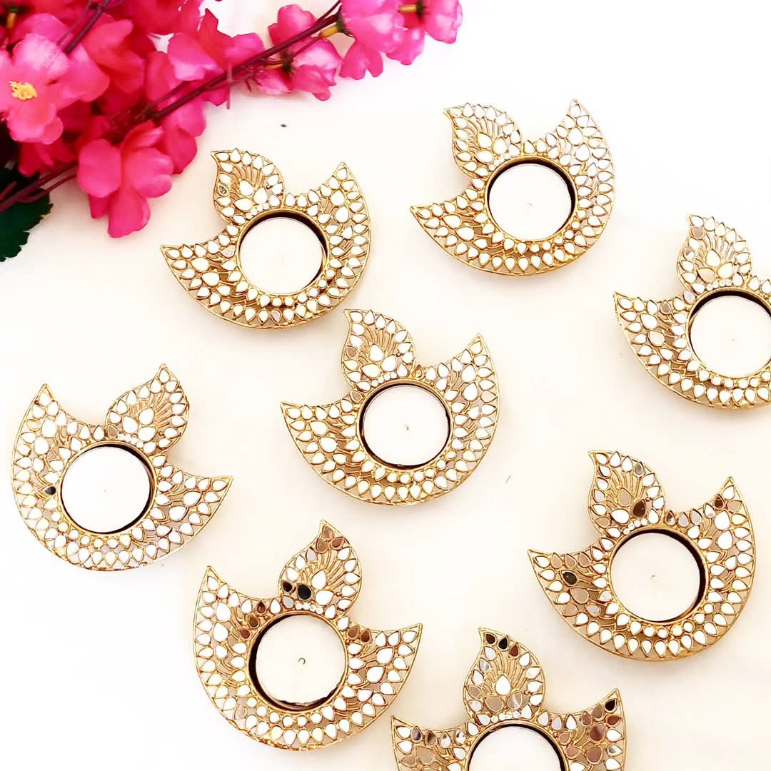 Mirrorwork Diya/T-Light Holder - Return Gifts for Housewarming/Diwali/Puja La Vie Bien Mirrorwork Diya/T-Light Holder - Return Gifts for Housewarming/Diwali/Puja