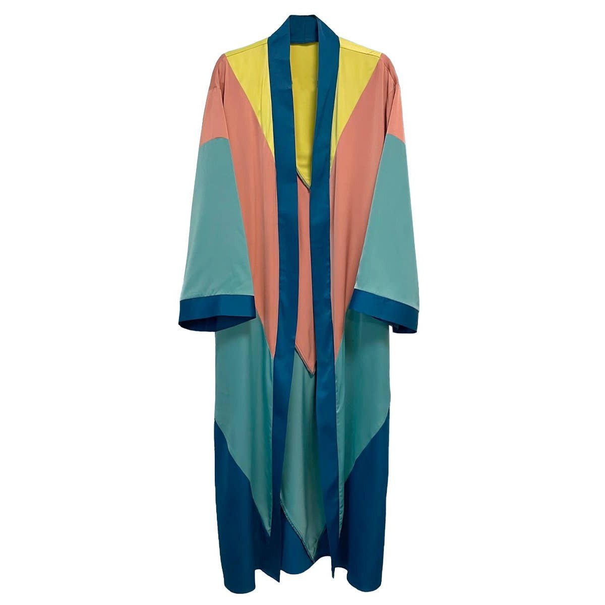 Miss Sparkling Chevron Kimono Big Long Textured Satin Duster | Light Jacket, Outdoor Robe, Swimsuit Coverup | Sizes SM - XL
