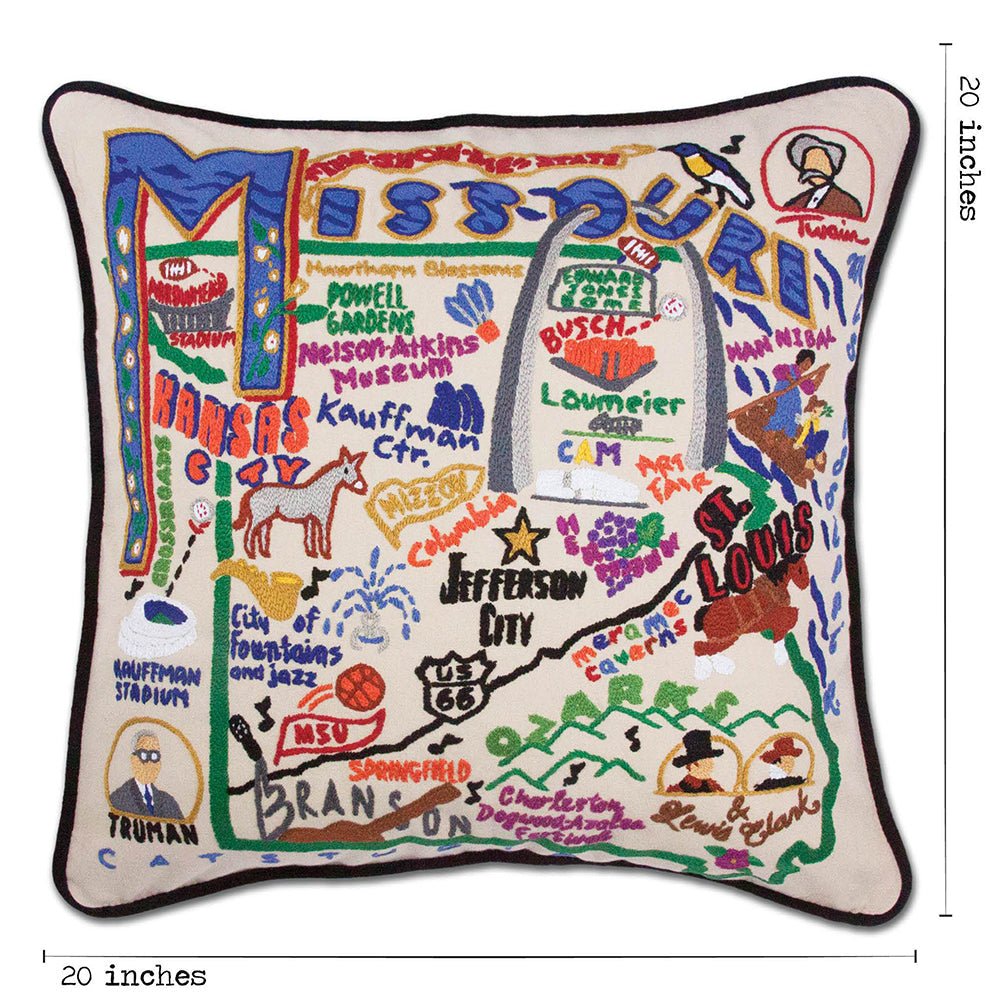 Missouri Hand - Embroidered Pillow Pillows La Vie Bien Missouri Hand - Embroidered Pillow