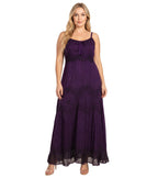 MKY Amy Stonewashed Rayon Embroidered Adjustable Spaghetti Straps Long Dress dresses La Vie Bien MKY Amy Stonewashed Rayon Embroidered Adjustable Spaghetti Straps Long Dress