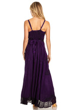 MKY Amy Stonewashed Rayon Embroidered Adjustable Spaghetti Straps Long Dress dresses La Vie Bien MKY Amy Stonewashed Rayon Embroidered Adjustable Spaghetti Straps Long Dress