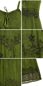 MKY Amy Stonewashed Rayon Embroidered Adjustable Spaghetti Straps Long Dress dresses La Vie Bien MKY Amy Stonewashed Rayon Embroidered Adjustable Spaghetti Straps Long Dress