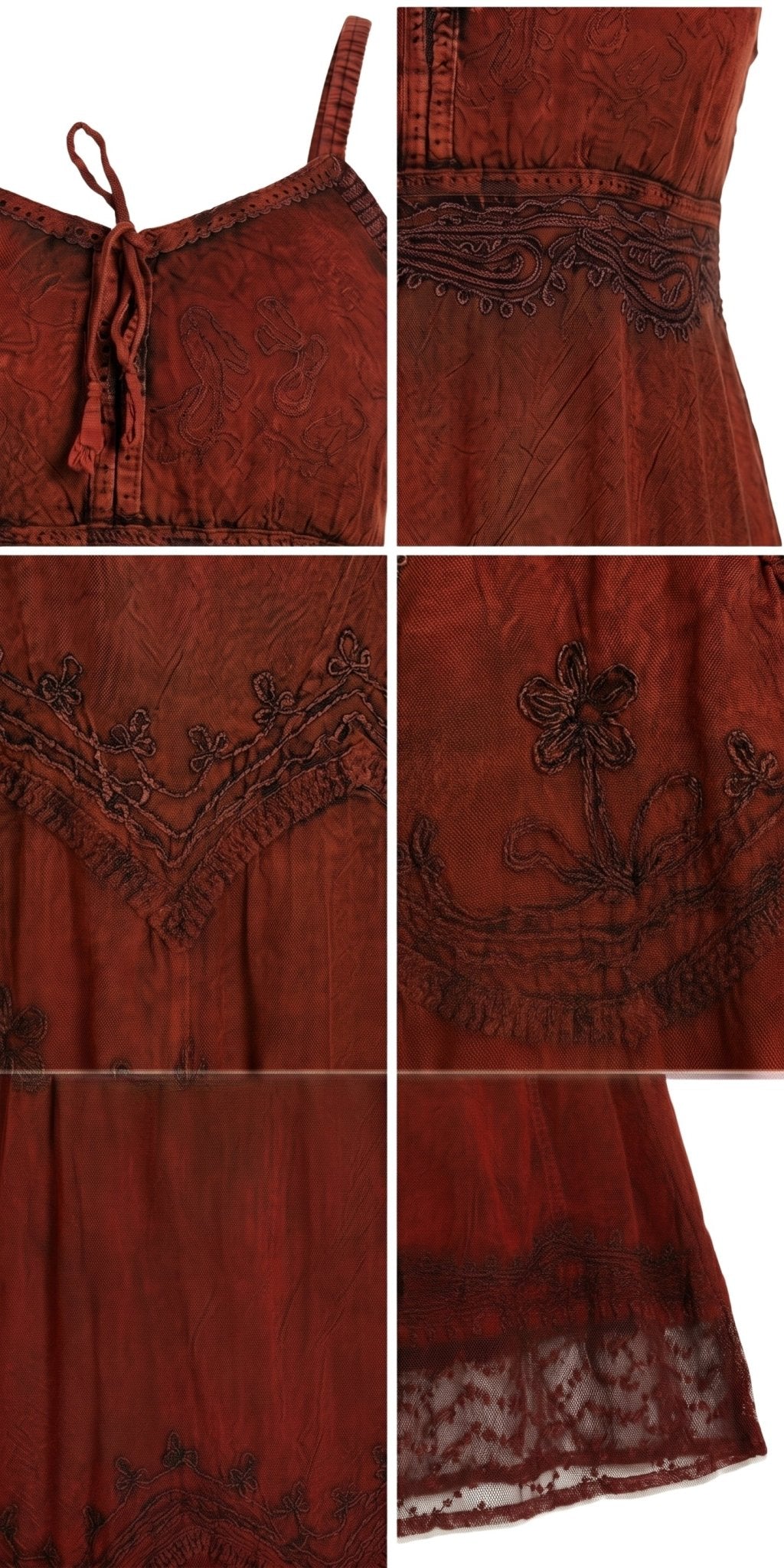 MKY Amy Stonewashed Rayon Embroidered Adjustable Spaghetti Straps Long Dress dresses La Vie Bien MKY Amy Stonewashed Rayon Embroidered Adjustable Spaghetti Straps Long Dress
