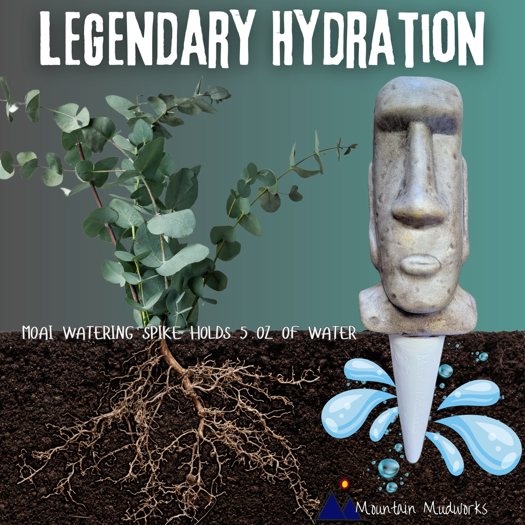 Moai Watering Spike by Mountain Mudworks