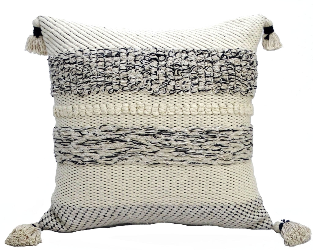 Modern 22" X 22" Throw Pillow for couch with Tassels La Vie Bien Modern 22" X 22" Throw Pillow for couch with Tassels
