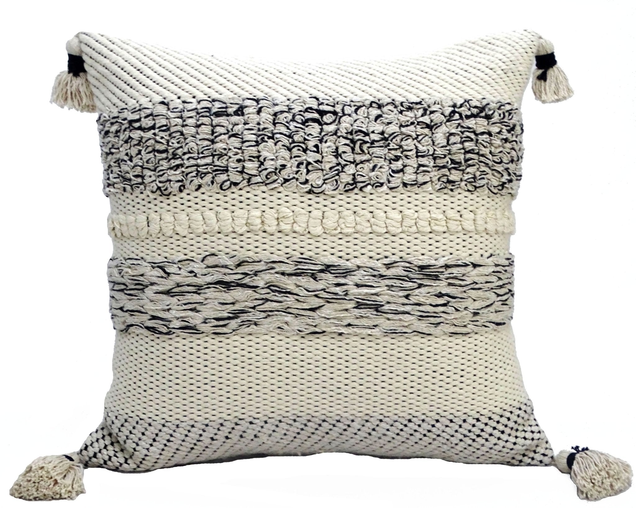 Modern 22" X 22" Throw Pillow for couch with Tassels La Vie Bien Modern 22" X 22" Throw Pillow for couch with Tassels