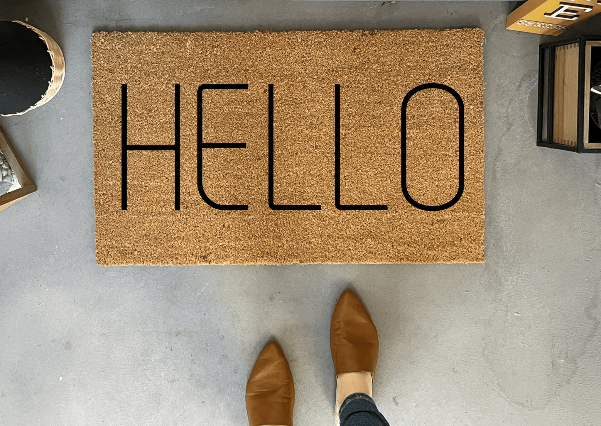Modern HELLO Coir Doormat by Nickel Designs Custom Doormats