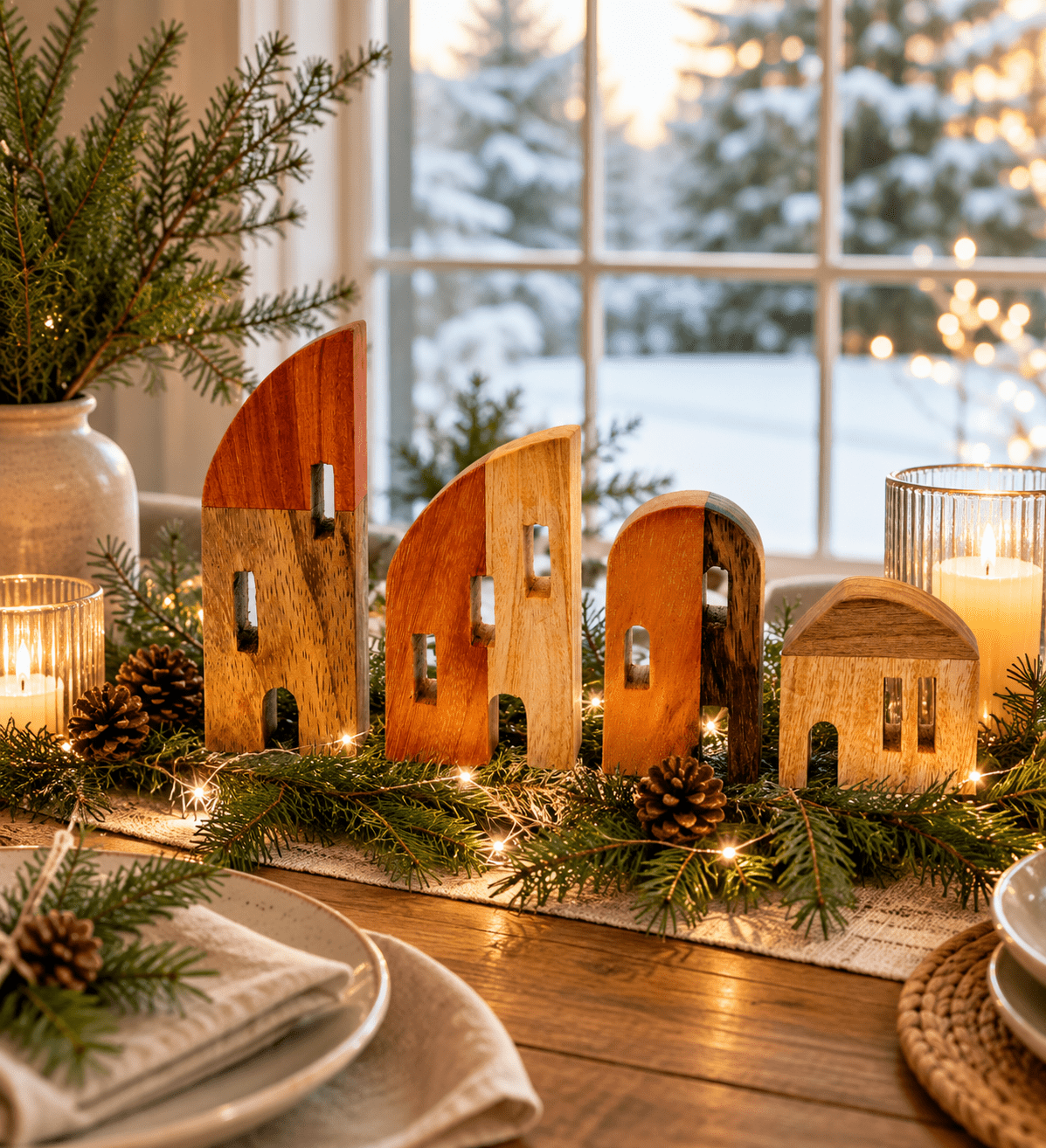 Modern Wood Christmas Village Home La Vie Bien Modern Wood Christmas Village