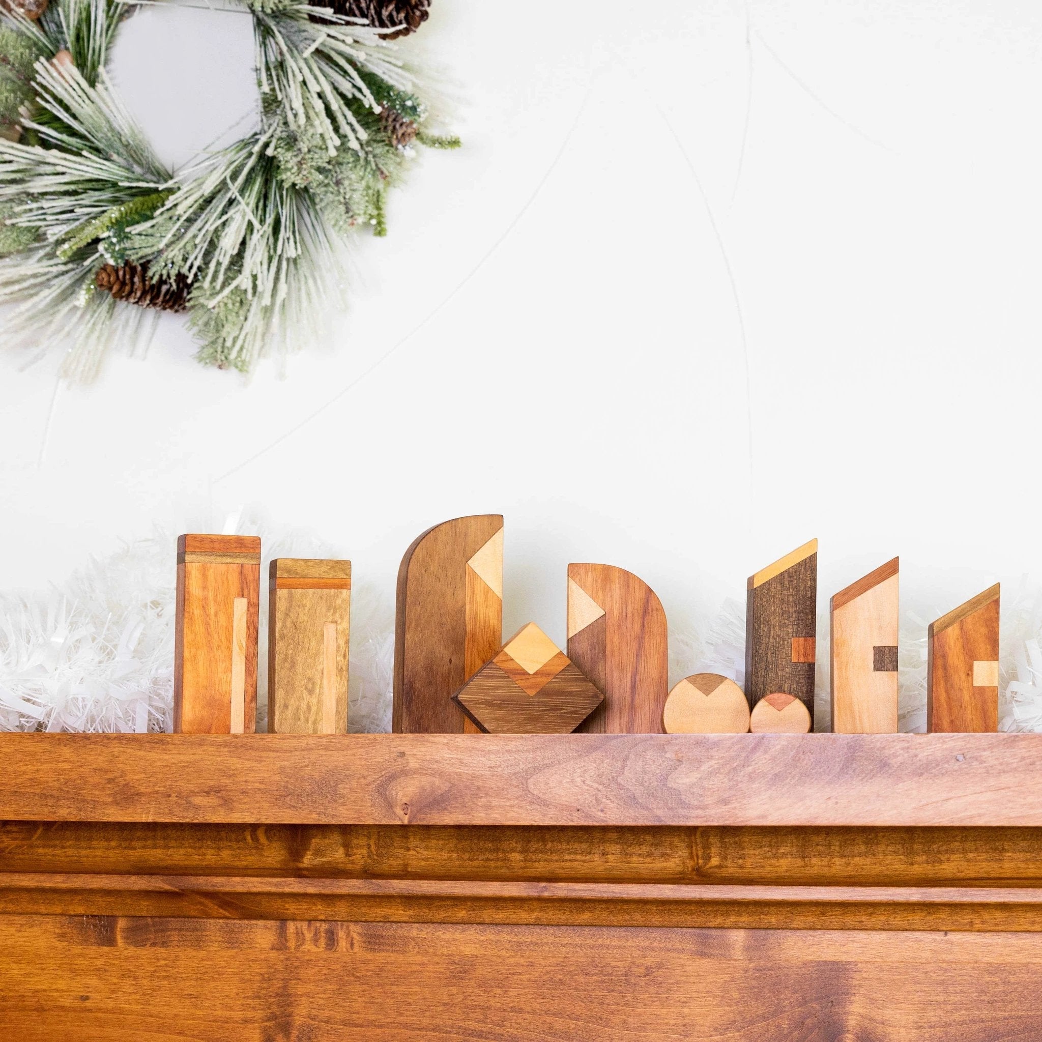 Modern Wood Nativity Scene - 10 piece by Upavim Crafts