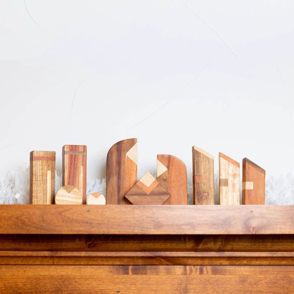 Modern Wood Nativity Scene - 10 piece by Upavim Crafts