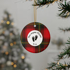 Моє перше Різдво Custom Ukrainian My First Christmas ornament - baby footprints Ornament, Ceramic Round red tartan Plaid Home Decor La Vie Bien Моє перше Різдво Custom Ukrainian My First Christmas ornament - baby footprints Ornament, Ceramic Round red tartan Plaid