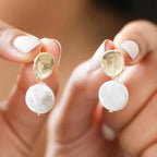 Molten Freshwater Pearl Drop Earrings | 14K Gold Plated Brass and Real Freshwater Pearls by The Bullish Store
