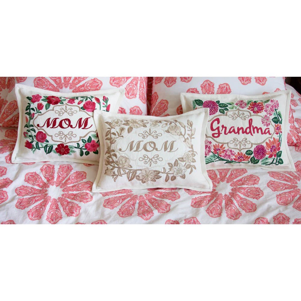Mom Love Letters Hand - Embroidered Pillow - Available in Rose and Natural by CatStudio Pillows La Vie Bien Mom Love Letters Hand - Embroidered Pillow - Available in Rose and Natural by CatStudio