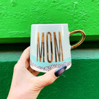 Mom Tapered Mug with Gold Handle | Ceramic Coffee Tea Cup | 11oz by The Bullish Store