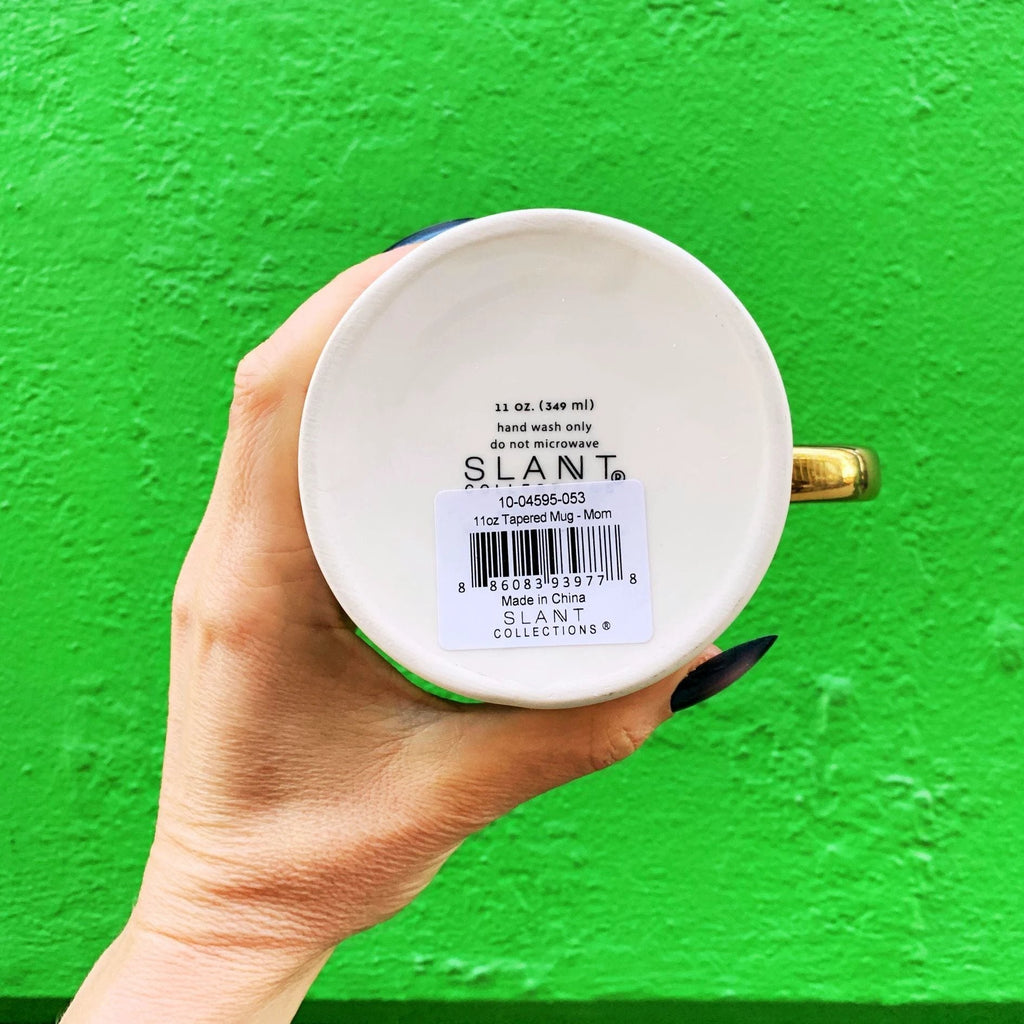 Mom Tapered Mug with Gold Handle | Ceramic Coffee Tea Cup | 11oz by The Bullish Store
