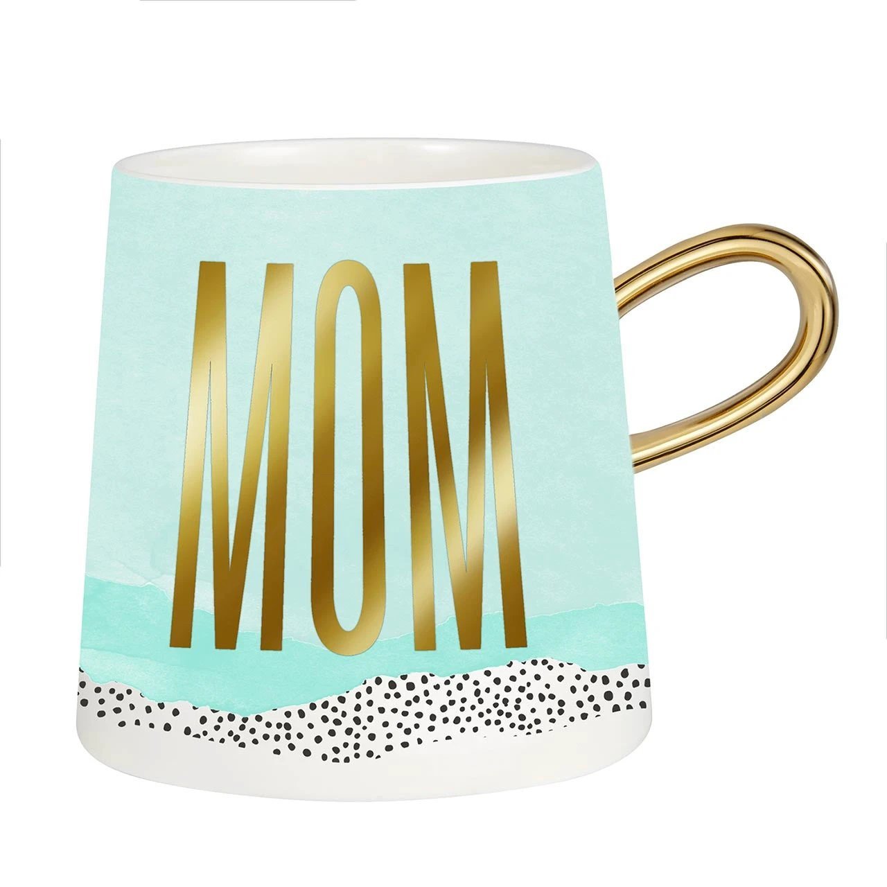 Mom Tapered Mug with Gold Handle | Ceramic Coffee Tea Cup | 11oz by The Bullish Store