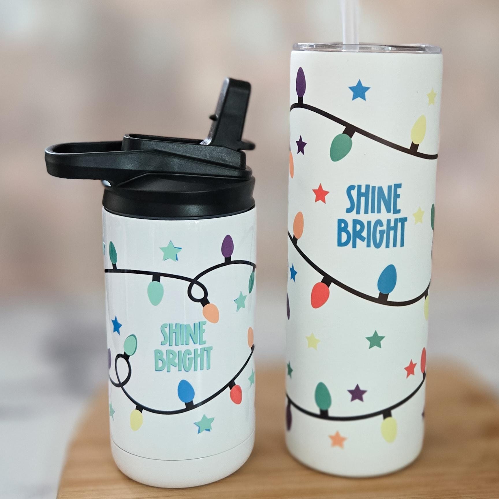 Mommy and Me Shine Bright Christmas Glow - in - the - Dark Tumbler Set Drinkware La Vie Bien Mommy and Me Shine Bright Christmas Glow - in - the - Dark Tumbler Set