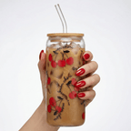 Mon Cheri Glass Tumbler with Bamboo Lid and Glass Straw | Travel Drinkware | 20oz Tumblers La Vie Bien Mon Cheri Glass Tumbler with Bamboo Lid and Glass Straw | Travel Drinkware | 20oz