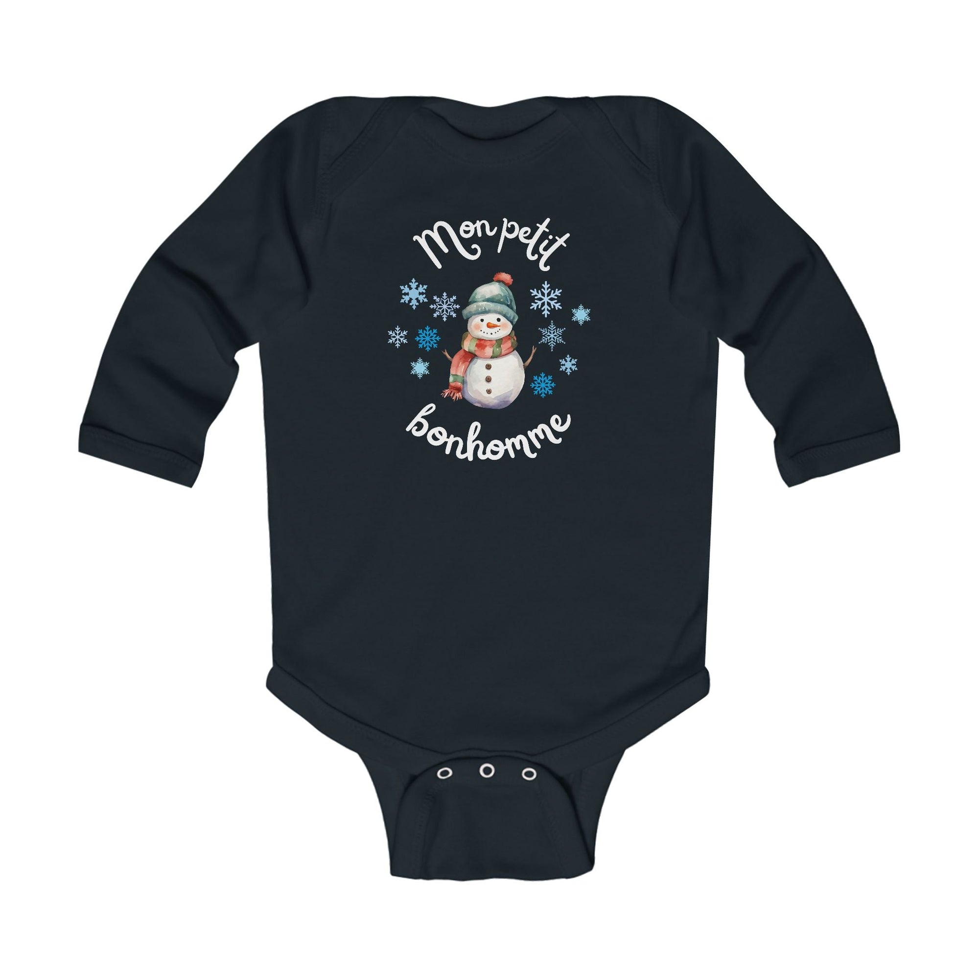 Mon petit bonhomme de neige baby bodysuit