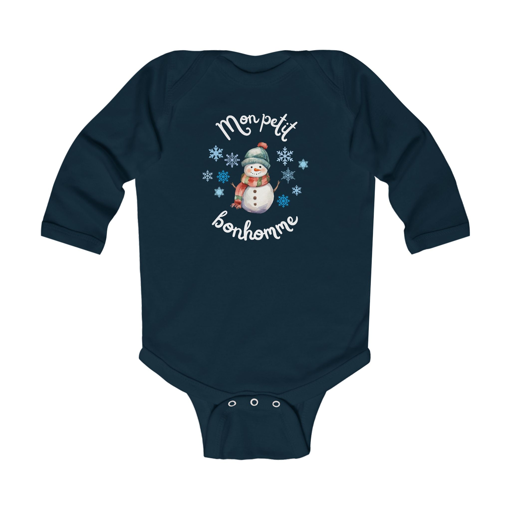Mon petit bonhomme de neige baby bodysuit